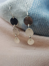 Sterling silver long joined disc drop earrings