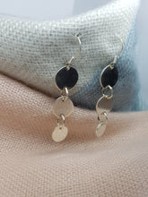 Sterling silver long joined disc drop earrings