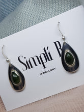 SOLD Sterling silver drop earrings set with Jade cabochon stones