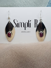 SOLD Sterling silver drop earrings set with Ruby cabochon stones