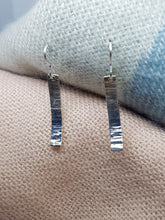 Sterling silver hammer textured & curved drop earrings