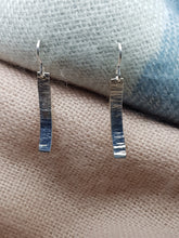 Sterling silver hammer textured & curved drop earrings
