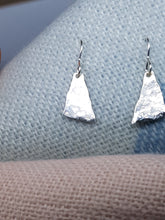 Sterling silver hammer textured triangle earrings