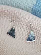 Sterling silver hammer textured triangle earrings