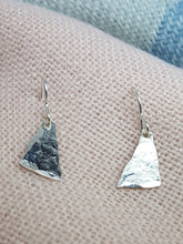 Sterling silver hammer textured triangle earrings