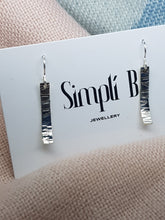 Sterling silver stamp textured curved drop earrings