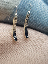 Sterling silver stamp textured curved drop earrings