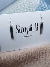 Sterling silver flat textured trapezoid drop earrings
