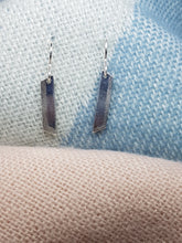 Sterling silver flat textured trapezoid drop earrings