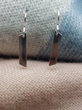 Sterling silver flat textured trapezoid drop earrings