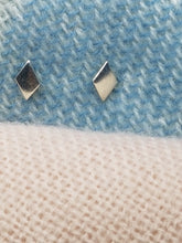 Sterling silver flat diamond shaped stud earrings