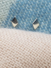Sterling silver flat diamond shaped stud earrings