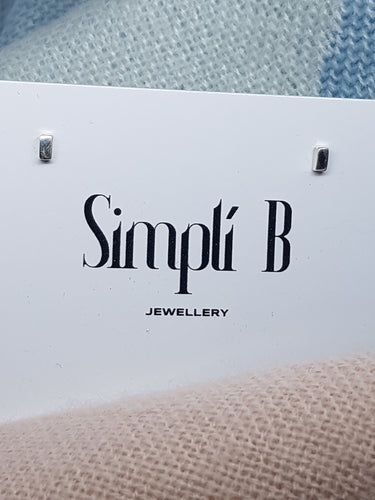 Sterling silver tiny rectangle stud earrings