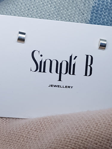 Sterling silver demi cylinder stud earrings