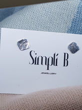 Sterling silver square hammer textured & slightly curved stud earrings