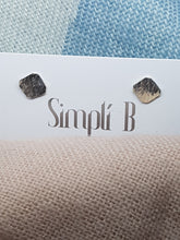 Sterling silver square hammer textured & slightly curved stud earrings