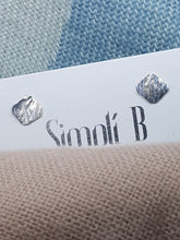 Sterling silver square hammer textured & slightly curved stud earrings