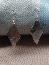 Sterling silver hammer textured long drop earrings