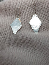 Sterling silver hammer textured long drop earrings