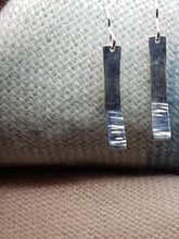 Sterling silver half hammer textured curved drop earrings