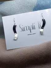 Sterling silver S shaped half hammer textured curved drop earrings
