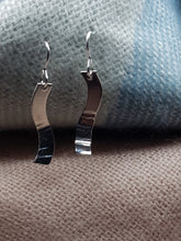 Sterling silver S shaped half hammer textured curved drop earrings