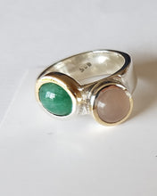 Sterling silver ring set with rose quartz & aventurine