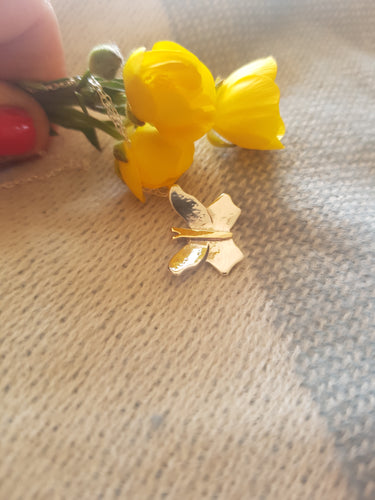 Sterling silver Flutterby Butterfly with 9ct gold accent