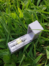 Sterling silver ring set with lemon peridot cubic zirconia